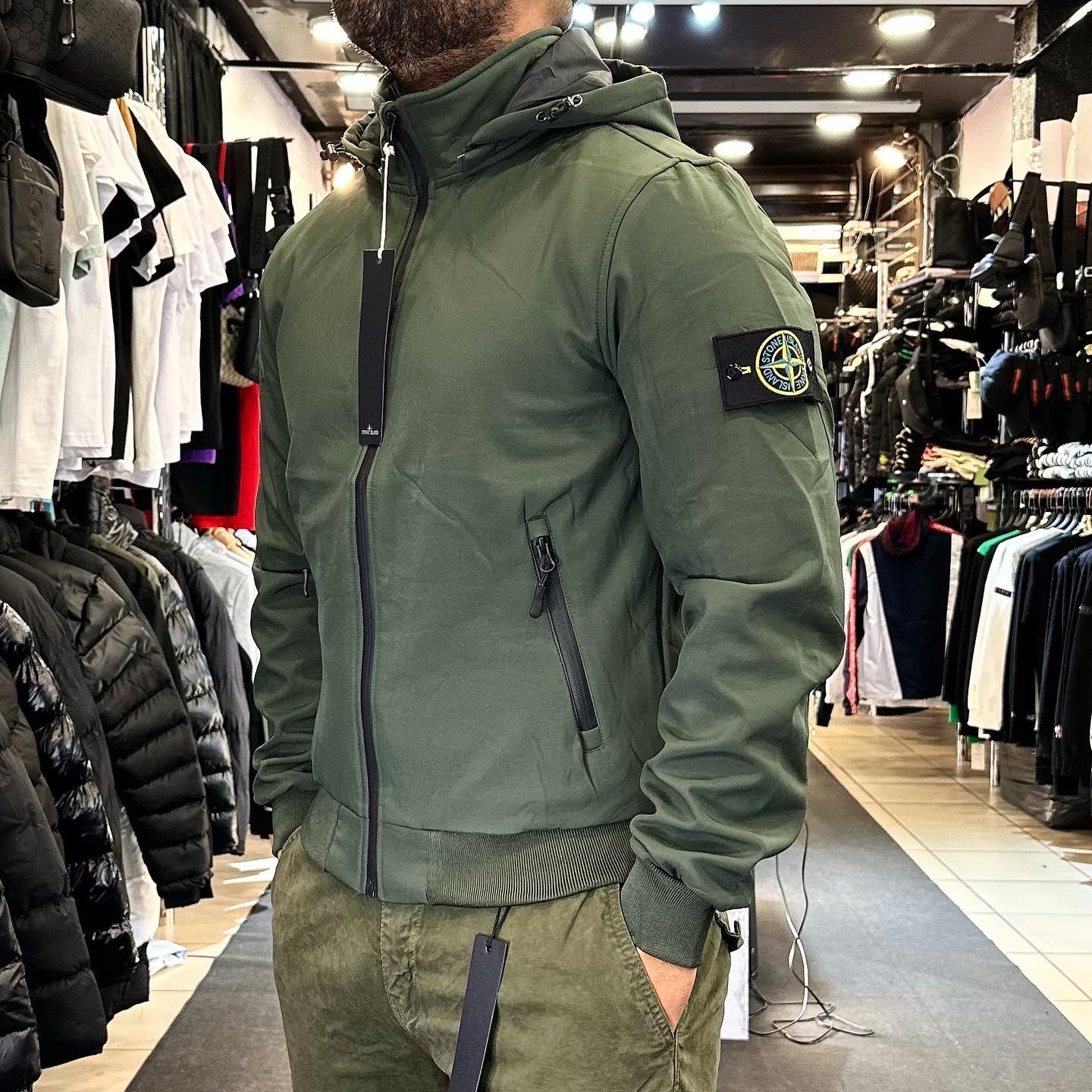 Stone Island Μπουφάν Shoft Shell Χακί 2024